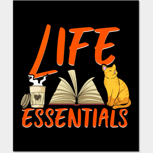 Adorable Life Essentials: Coffee Books & Cats Posters and Art